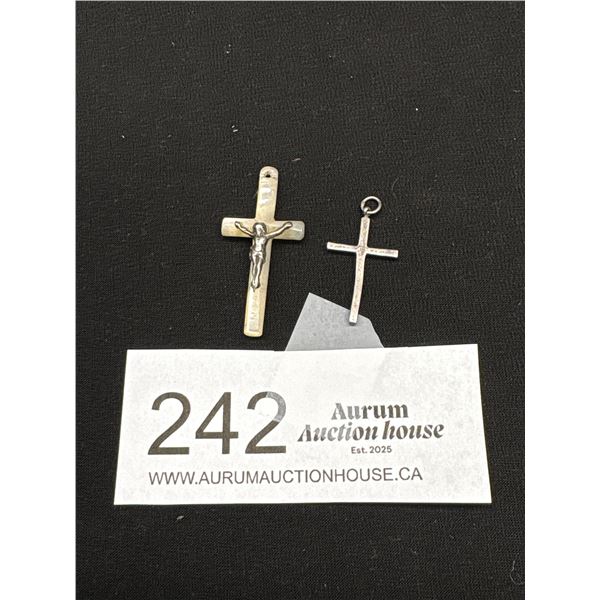2 Sterling + Mophell Crosses Antique