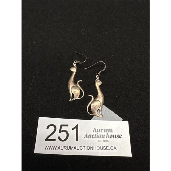 Pair of Sterling Silver Siamese Cat Earrings