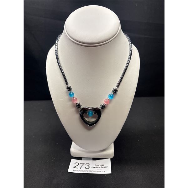 Black Alaskan Diamond Beads + Pendant Necklace