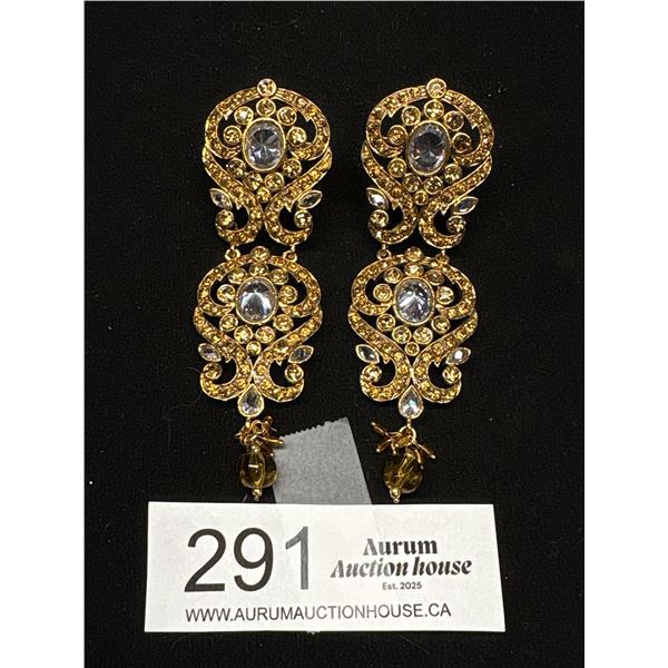 Beautiful 22k Gold Plated Southeast Asian Dangle Earrings