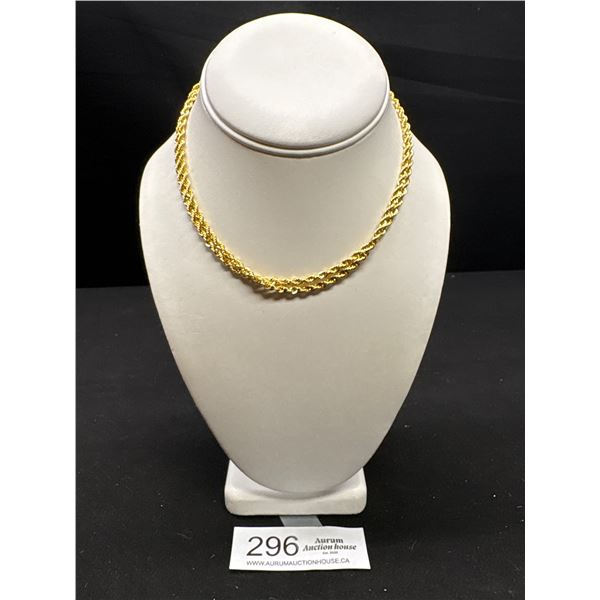 Beautiful 14k Gold Plated Twisted French Rope Chain Necklace 29" Length