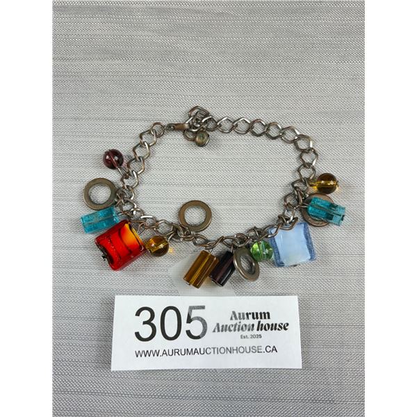 Vintage Bracelet w/ Glass Charms Dangling