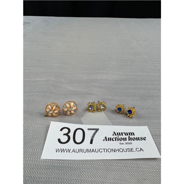 3 Pairs of Lovely Gold Plated Earrings