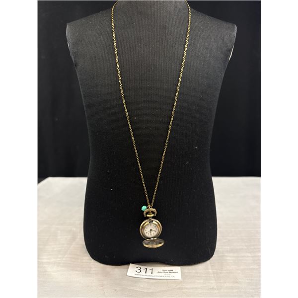 Vintage Quartz Pendant Watch w/ Original Chain Necklace Battery Required