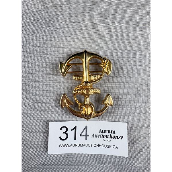 Gold Plated Anker Belt Buckle, Marked Century Canada