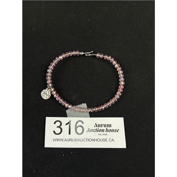 Pretti Sterling Silver w/ Crystal Beads Charm Bracelet