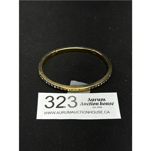 Hinged Gold Plated w/ Stones Bangle