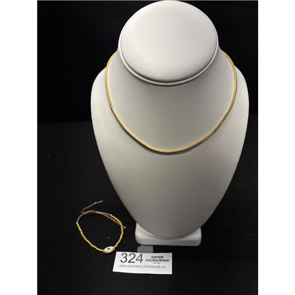 14K Gold Plated Chain Necklace + Bracelet