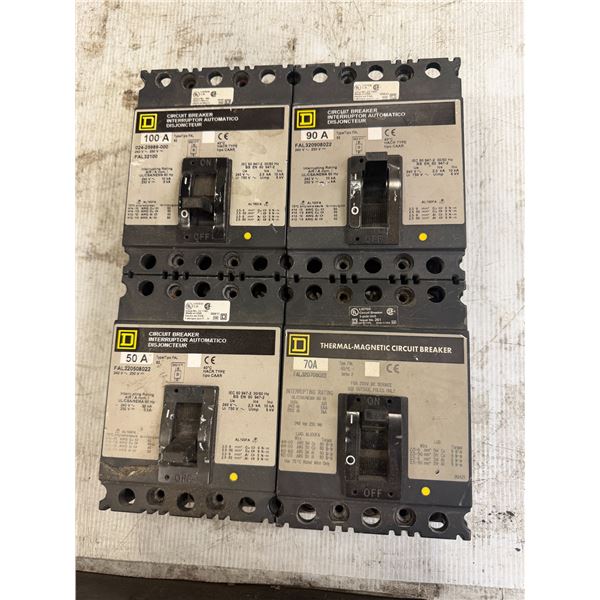 Lot of (4) Square D Circuit Breakers