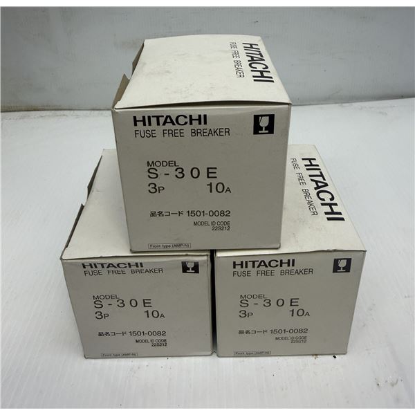 (3) Hitachi #S-30E, 3P, 10A Fuse Free Breakers