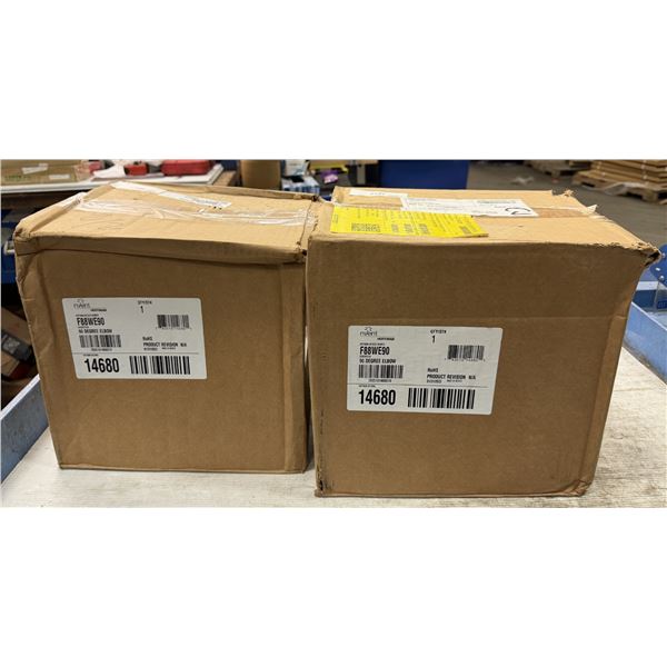 (2) Nvent Hoffman #F88WE90 90 Degree Elbow Wireway or Auxiliary Gutter Fitting Enclosers