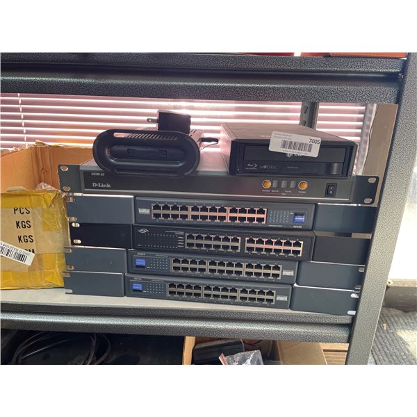Lot of Assorted Networking Equipment Including D-Link Switches and Cables