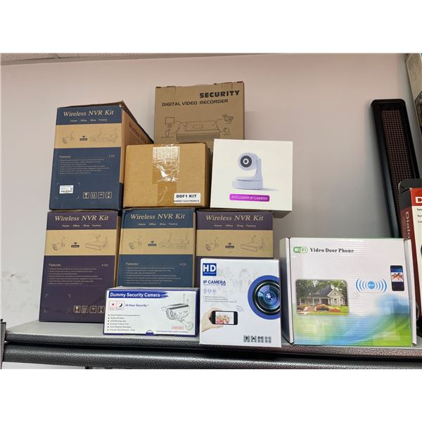 Lot of AssortedÂ Electronics, Wireless NVR Kits, Indoor Cameras, and Dialog-301 Headset