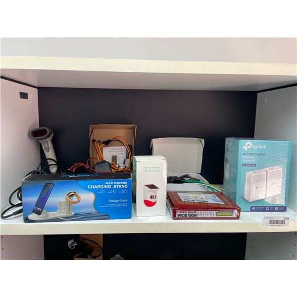 Lot of AssortedÂ Electronics Lot Including Phone Charging Stand, TP-Link Extender, and More