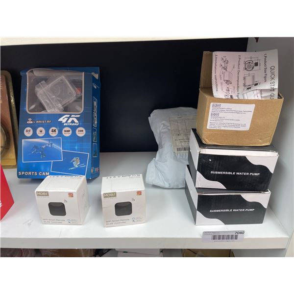 Lot of AssortedÂ Electronics and Hardware Including Sports Camera, Lock, and Miscellaneous Items