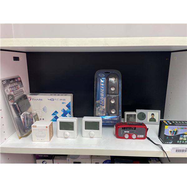 Lot of AssortedÂ Electronics and Gadgets Including Thermostats, Radio, and More