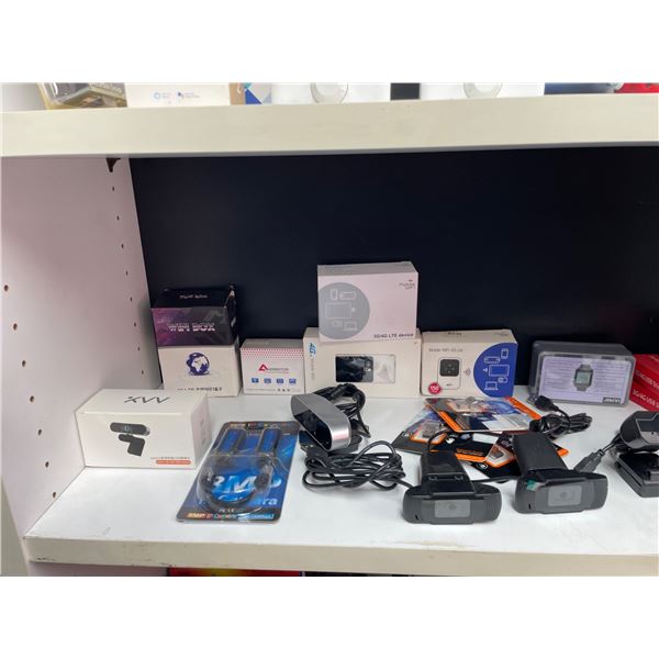 Lot of Assorted ElectronicÂ Accessories Including Webcams and Smart Devices