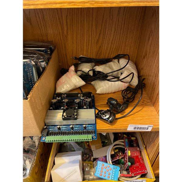 Lot of AssortedÂ Electronics Lot With Circuit Boards, Webcam, and Wiring Components