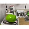 Image 1 : Lot of AssortedÂ Kitchen Items Including Cutlery, Bowls, and Dish Rack