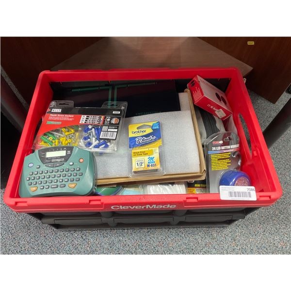 CleverMade Collapsible Crate With Label Maker, Solar Panel, and Accessories
