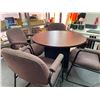 Image 2 : 36in Round Wooden Meeting Table With Four Upholstered Chairs