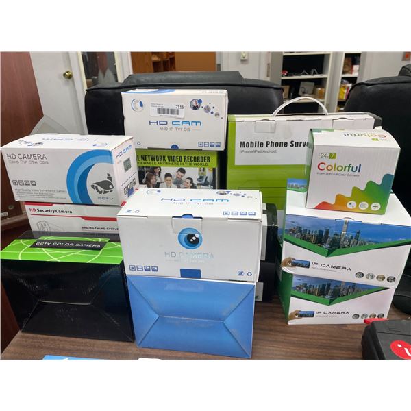 Lot of AssortedÂ CCTV Cameras, IP Cameras, and Network Video Recorder Equipment