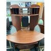 Image 1 : 48in Corner Wood Computer Desk With Shelving and Frosted Panels