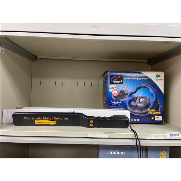 Logitech GT Force Feedback Steering Wheel and Electronic Metal Detector