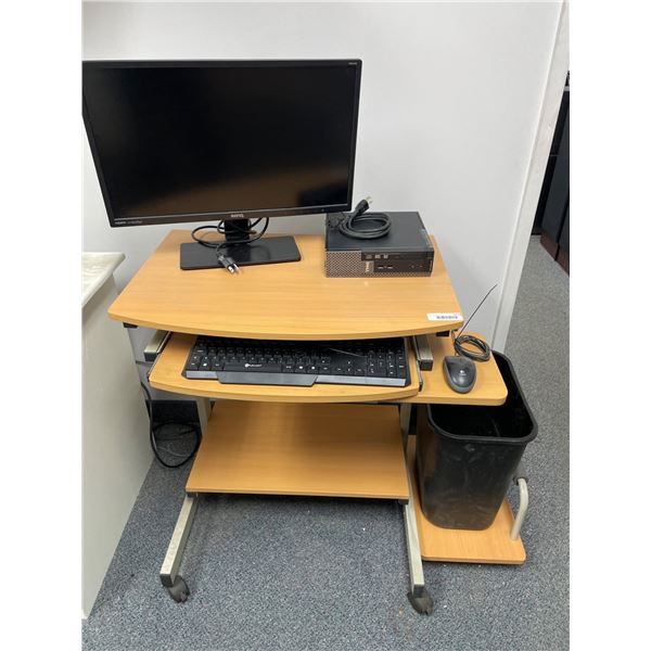 Complete Computer Setup BenQ Monitor, Dell OptiPlex 990 Tower, Keyboard, Mouse, and Desk