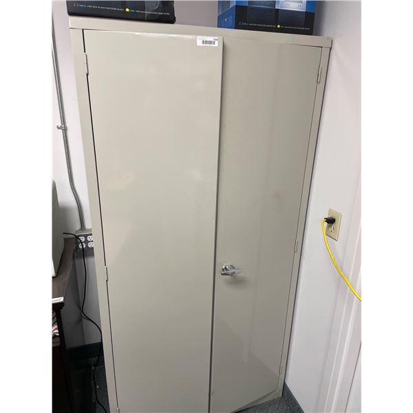 Metal Storage Cabinet with Shelving and Hinged Doors