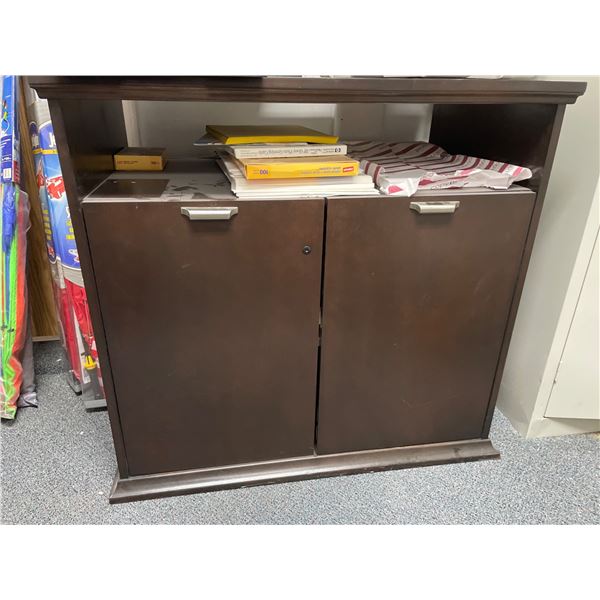 Dark Wood Cabinet With Storage And Shelving