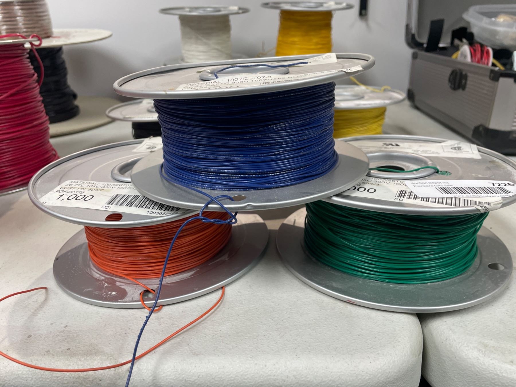 Lot of 3 Spools of Electrical Wire, 26 AWG, Rated 300V, Multiple Colors ...
