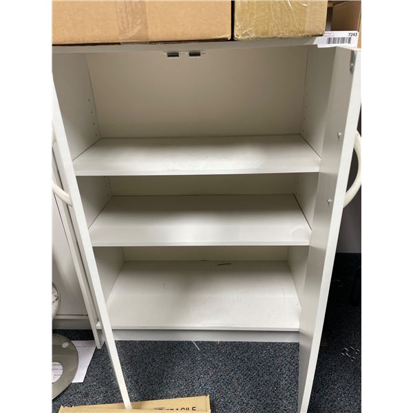 24inx12inx31-1/2in White Three-Shelf Storage Cabinet with Double Doors