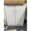 Image 2 : 24inx12inx31-1/2in White Three-Shelf Storage Cabinet with Double Doors