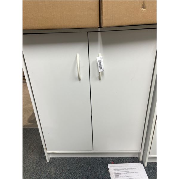 24inx12inx31-1/2in White Three-Shelf Storage Cabinet with Double Doors