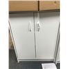 Image 1 : 24inx12inx31-1/2in White Three-Shelf Storage Cabinet with Double Doors