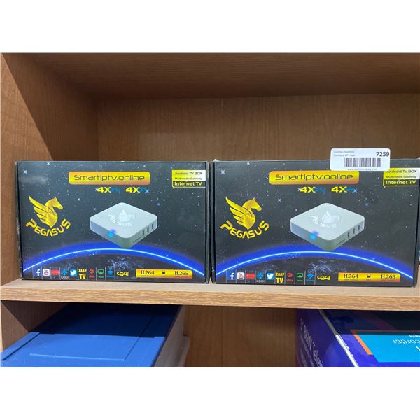 Lot of 2 Pegasus Smartiptv.online Android TV Box, 4X Processor