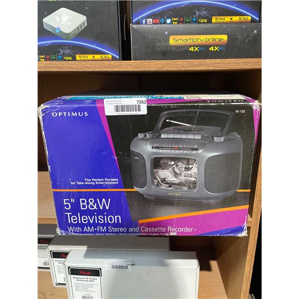 Optimus 5-Inch B&W TV with AM-FM Stereo and Cassette Recorder Model 10-133