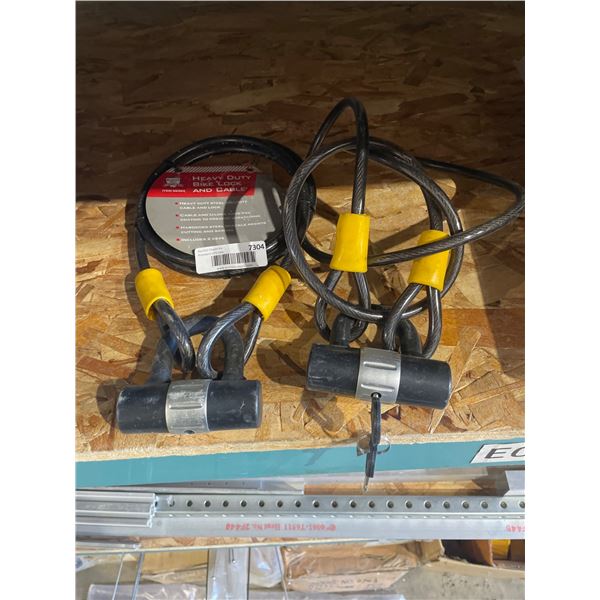 Lot of 2 Heavy Duty Steel Bike Lock and Cable
