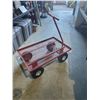 Image 1 : Red Steel Utility Cart with Metal Mesh Bed and Four Inflatable Wheels