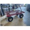 Image 2 : Red Steel Utility Cart with Metal Mesh Bed and Four Inflatable Wheels