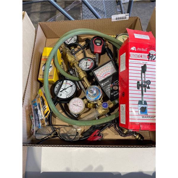 Lot of Assorted Gauges, Regulators, and Welding Accessories