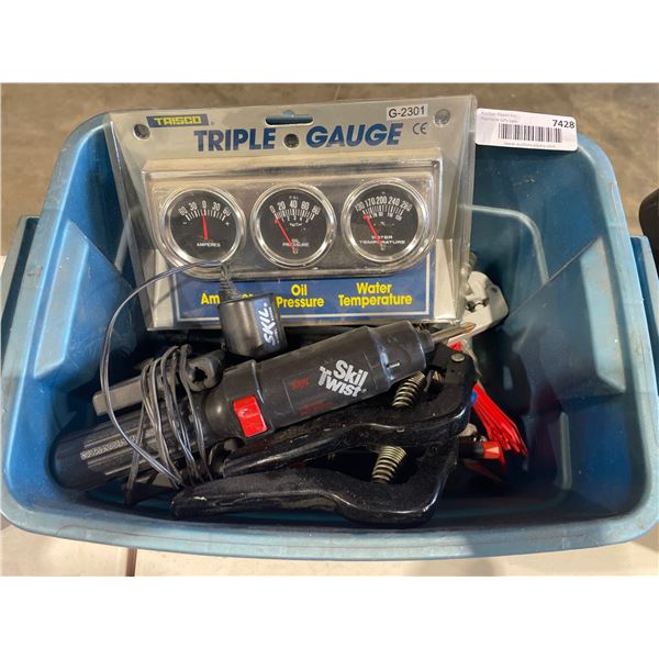 Lot of AssortedÂ Miscellaneous Automotive Tools, and Triple Gauge Set Model C-2301Â