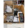 Image 1 : Lot of Assorted Electrical Components, Enclosures, Multimeter, and Cable Tracer