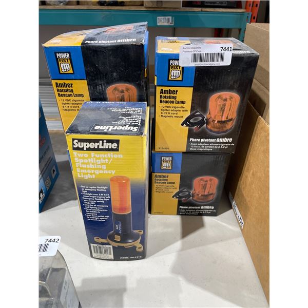 Power Test Amber Rotating Beacon Lamp and SuperLine Spotlight Emergency Light