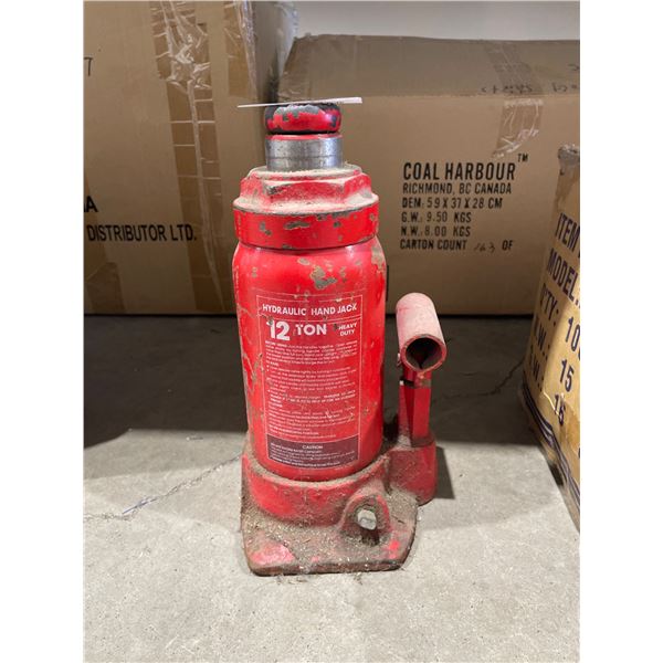 12-Ton Hydraulic Hand Jack, Model and Specifications Detailed on Label