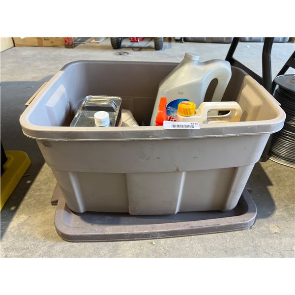 Storage Bin with Automotive and Household Fluid