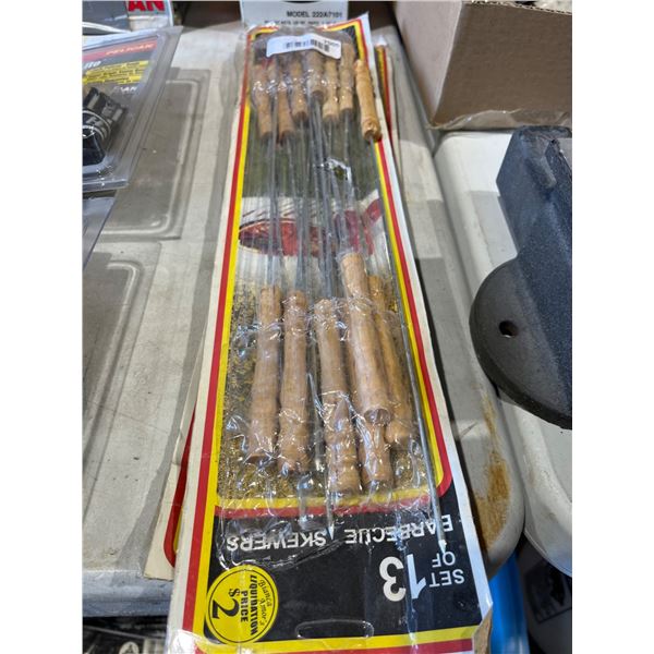 Lot of 2 13 Barbecue Skewers With Wooden Handles