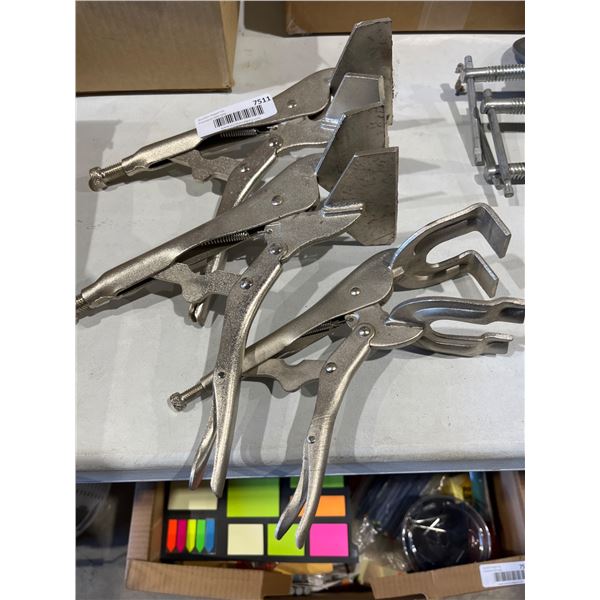 Lot of 3 Metal Locking Pliers with Clamping Jaws