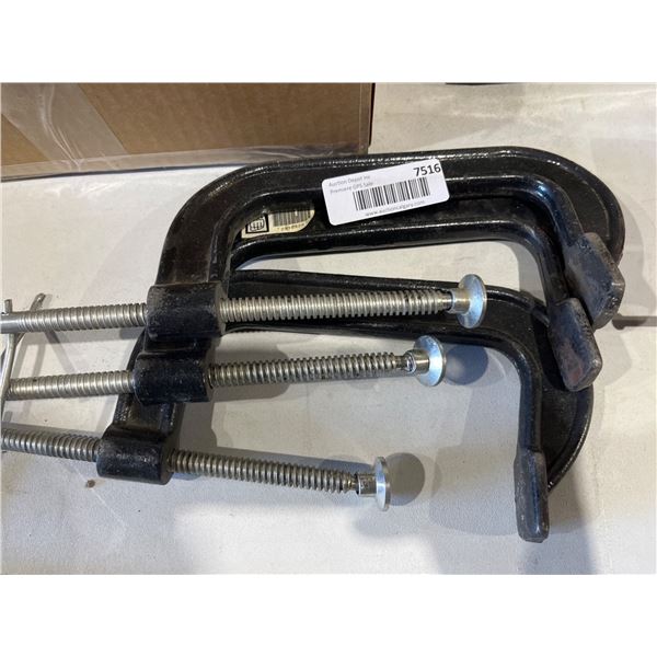 Lot of 3 Heavy Duty 6in C-Clamps with Metal Screw Adjustment